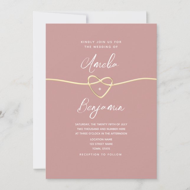 Invitation Mariage rose Rose minimaliste Dusty (Devant)