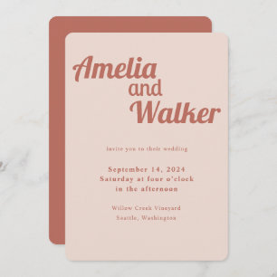 Invitation Mariage rose Rose Retro Delush
