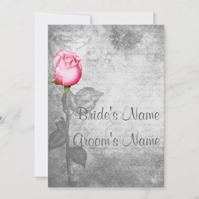 Invitation Mariage rose rose rose vintage (Devant)