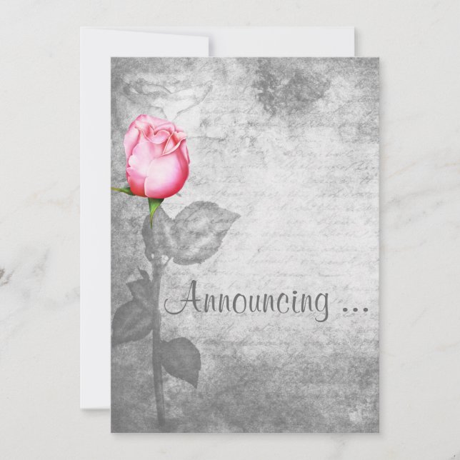 Invitation Mariage rose rose rose vintage (Devant)