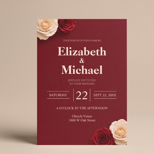 Invitation Mariage Rose Rouge (Créateur téléchargé)