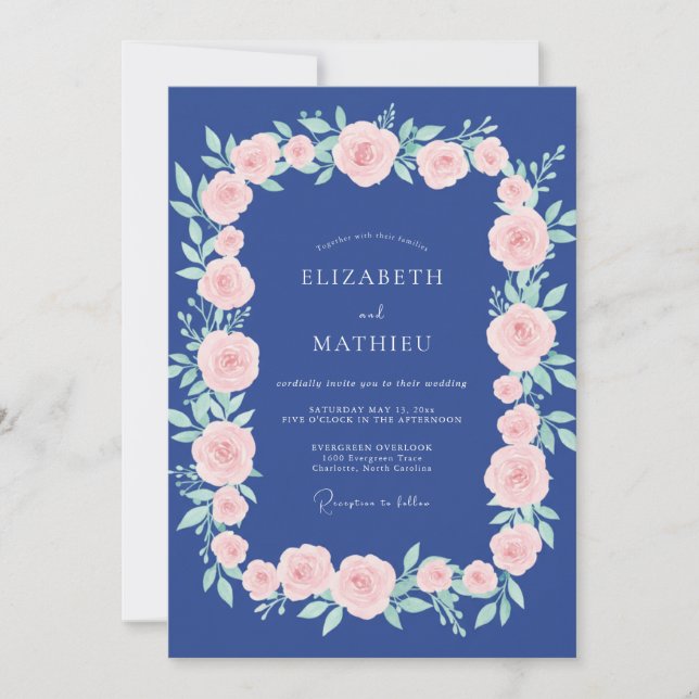 Invitation Mariage Rose Rouge de Minuit (Devant)