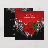 Mariage Rose Rouge Profond Noir Blanc Argent
