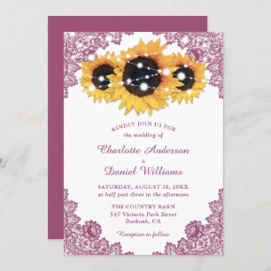 Invitation Mariage rose rustique et tournesol