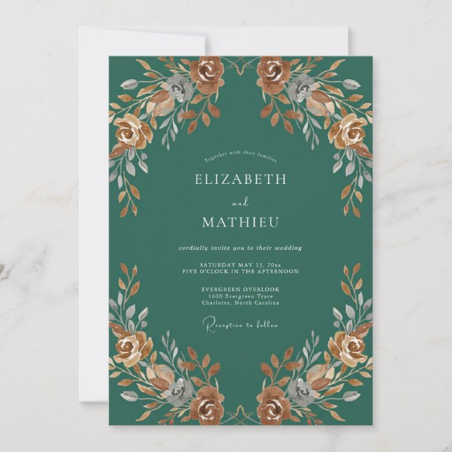 Invitation Mariage Rose sarcelle Terracotta (Devant)