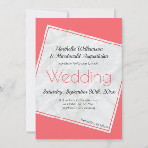 Invitation Mariage rose Saumon moderne