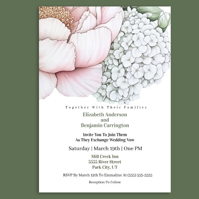 Invitation Mariage Rose Saumon Pivoine (Créateur téléchargé)