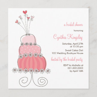 Invitation Mariage rose sucré Gâteau Chic Fête de l'mariée In