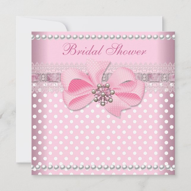 Invitation Mariage Rose Tache Perle Dentelle Noces (Devant)