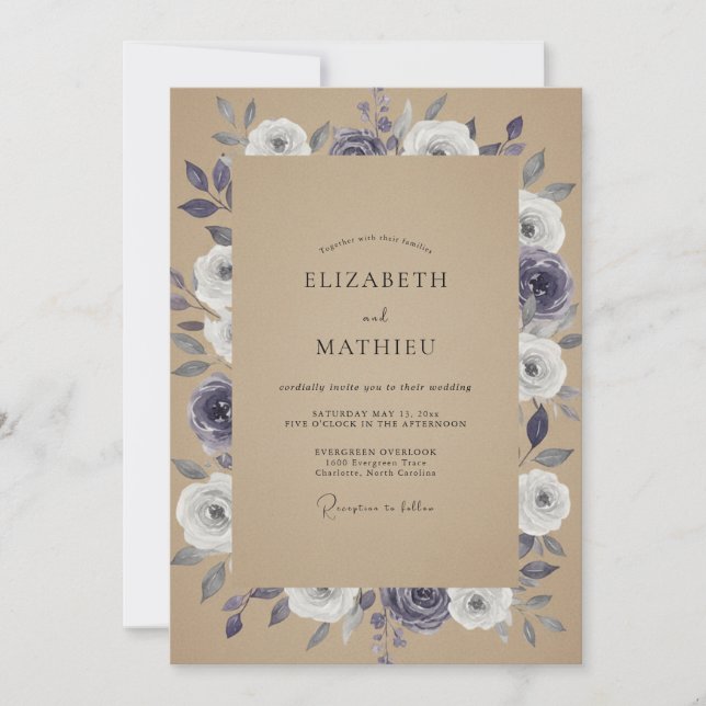Invitation Mariage Rose Tan Améthyste (Devant)