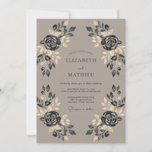 Invitation Mariage Rose Taupe de Minuit