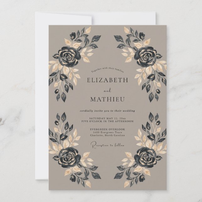 Invitation Mariage Rose Taupe de Minuit (Devant)