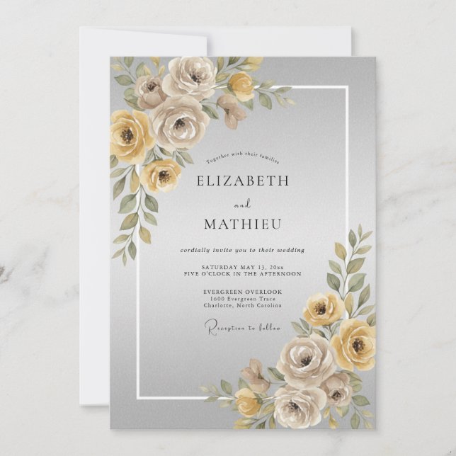 Invitation Mariage Rose Taupe Or (Devant)