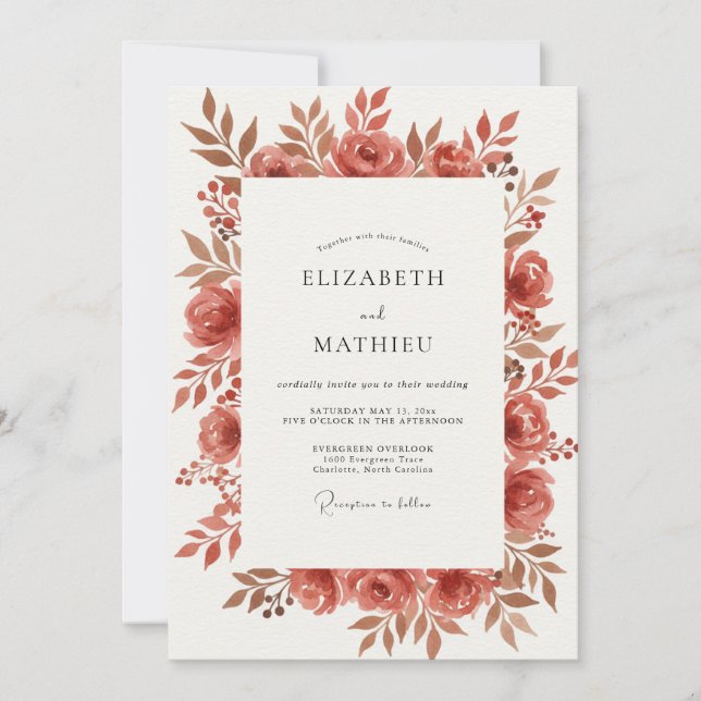 Invitation Mariage Rose Terracotta (Devant)