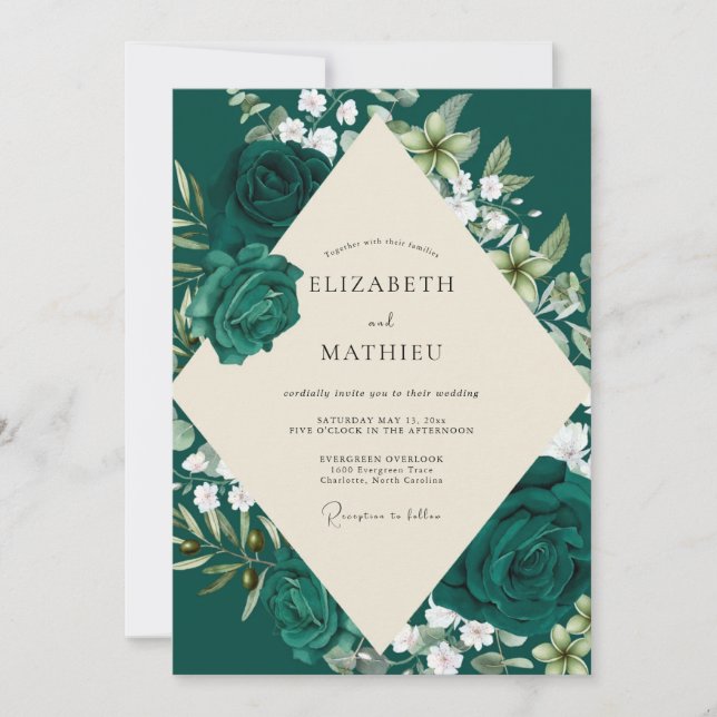 Invitation Mariage Rose Théal Profond (Devant)