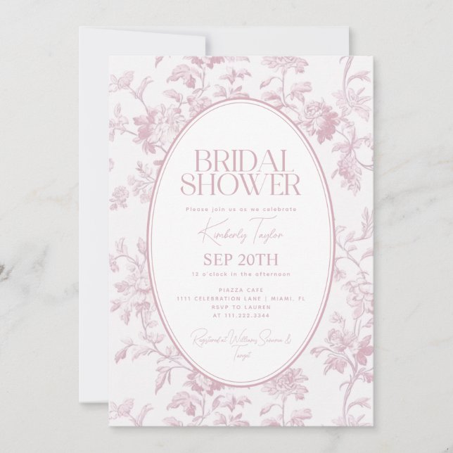 Invitation Mariage Rose Toile (Devant)