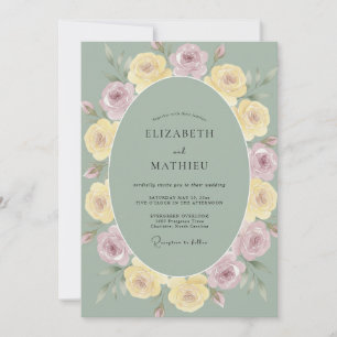Invitation Mariage Rose Tranquille Vert Sauge