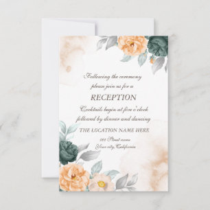Invitation Mariage Rose vert aquarelle
