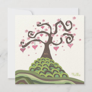 Invitation Mariage rose vert Monogramme Blossom Tree Invitati