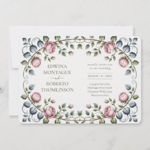 Invitation Mariage Rose Victorienne Horizontale Héritage