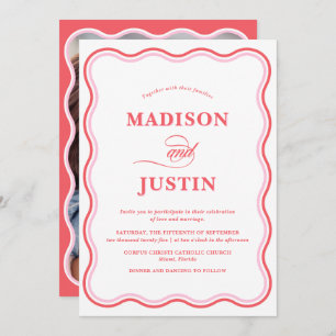 Invitation Mariage rose vif photo