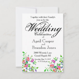 Invitation Mariage rose vintage