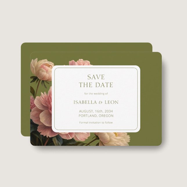 Invitation Mariage Rose Vintage Olive Green moderne (Créateur téléchargé)