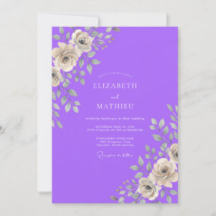Invitation Mariage Rose Violette
