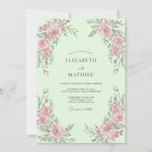 Invitation Mariage Rosebud Menthe