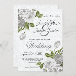Invitation Mariage - Roses blanches