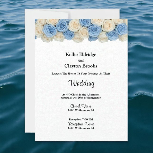 Invitation Mariage Roses Blush & Champagne (Créateur téléchargé)