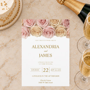 Invitation Mariage Roses Blush & Champagne