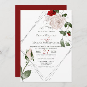 Invitation Mariage   Roses d'aquarelle couleur bleu pâle du c