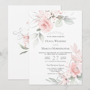 Invitation Mariage   Roses de cottage romantiques rose tendre