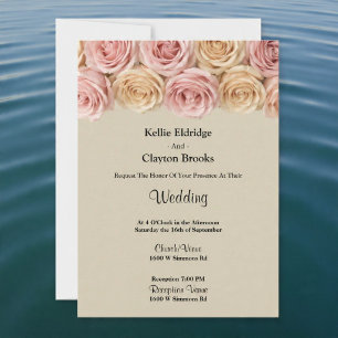 Invitation Mariage Roses Fuschia & Champagne
