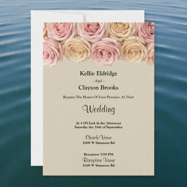 Invitation Mariage Roses Fuschia & Champagne (Créateur téléchargé)