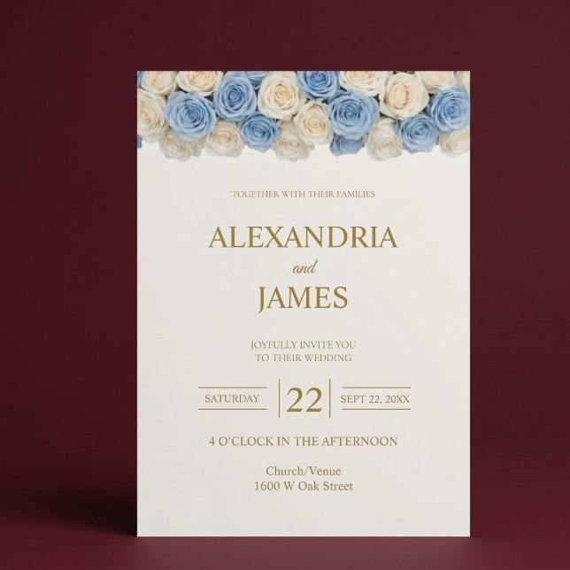 Invitation Mariage Roses Fuschia & Champagne (Créateur téléchargé)