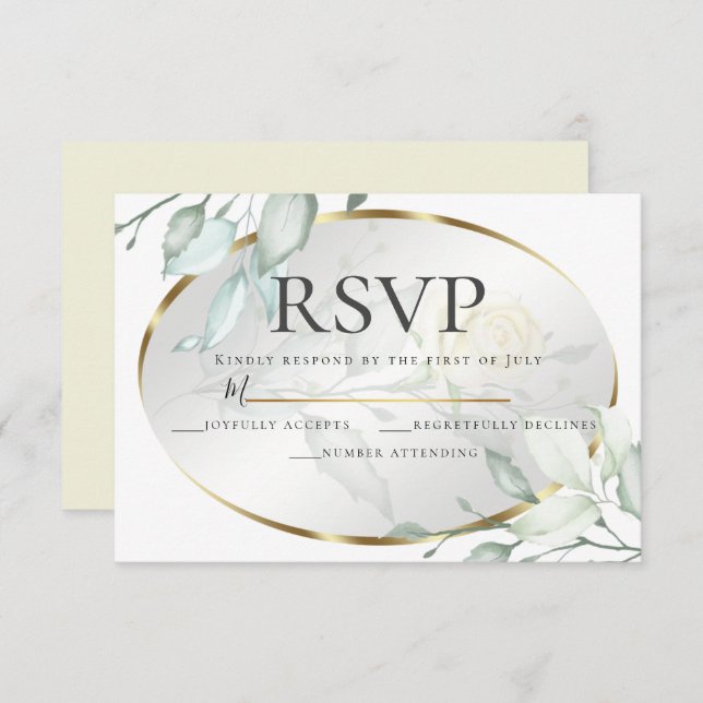 Invitation Mariage Roses jaune pâle en ivoire RSVP (Devant / Derrière)