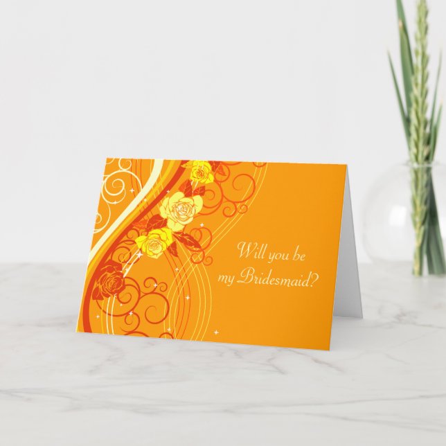 Invitation Mariage Roses Jaunes Orange (Devant)
