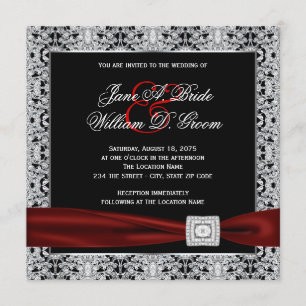 Invitation Mariage Rouge Cranberry et Noir
