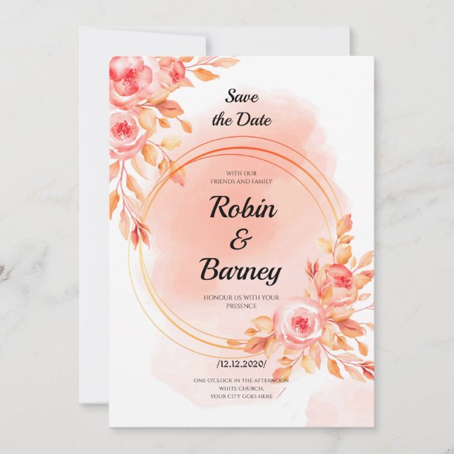 Invitation Mariage Rouge Douce (Devant)