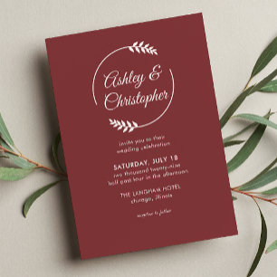 Invitation Mariage rouge en bois de rose