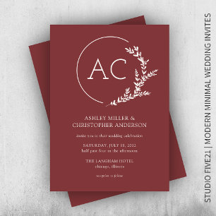 Invitation Mariage rouge en bois de rose