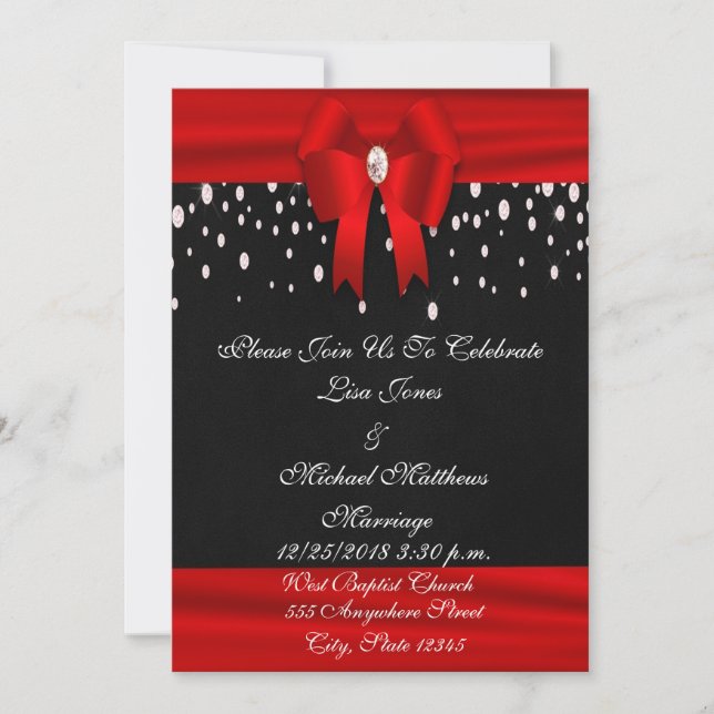Invitation Mariage rouge et noir (Devant)
