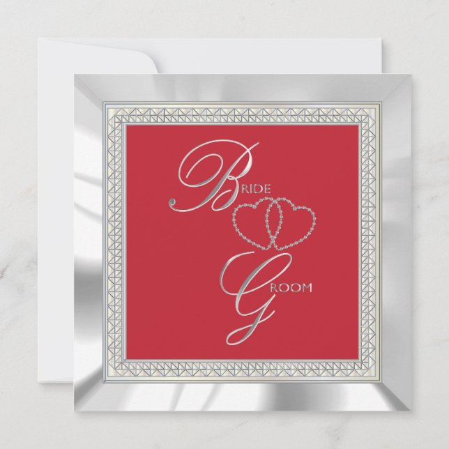 Invitation Mariage rouge foncé et argent (Dos)