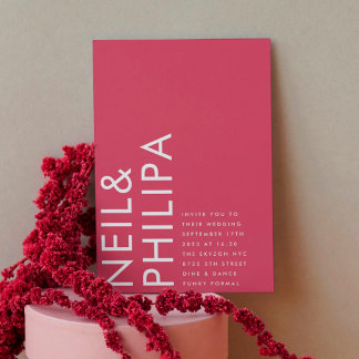 Invitation Mariage rouge magenta