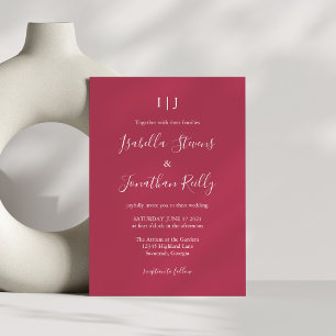 Invitation Mariage rouge magenta classique minimaliste