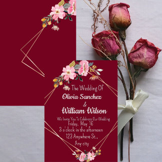Invitation Mariage Rouge Magique Amour Romantique 