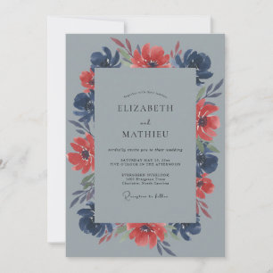 Invitation Mariage Rouge Poppy Ardoise