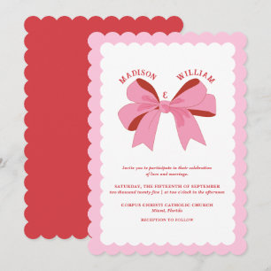 Invitation Mariage rouge rose ondulé